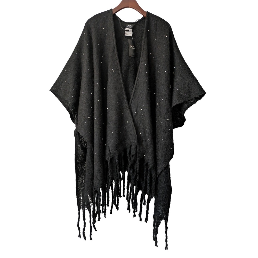I.N.C. International Concepts Womens‎ Embellished Topper Wrap Black One Size NWT